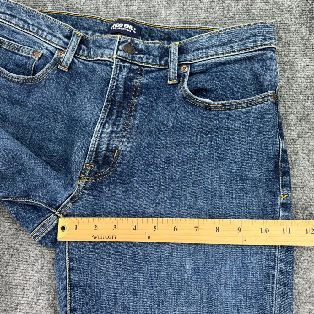 Lands End Jeans Mens 32 (Fits 34x26) Blue Square Rigger Athletic Fit Stretch - Picture 10 of 16
